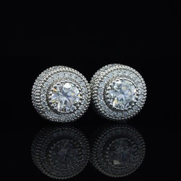 5 Carat Round Halo Moissanite Earrings