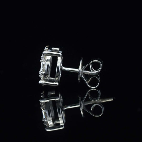 Awesome Round And Baguette Screw Back Moissanite Diamond Men Earring