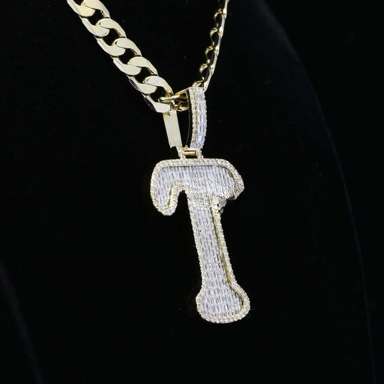 Custom T Initial Moissanite Diamond Totally Bust Down Hip Hop Pendant