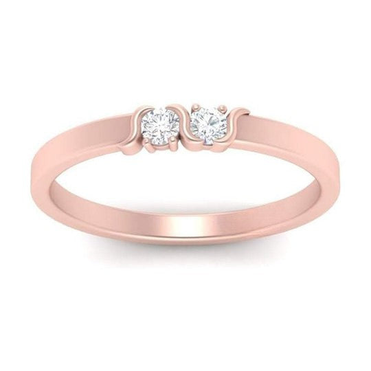 Two Stone Round Shape Prong Setting Moissanite Diamond Wedding Ring