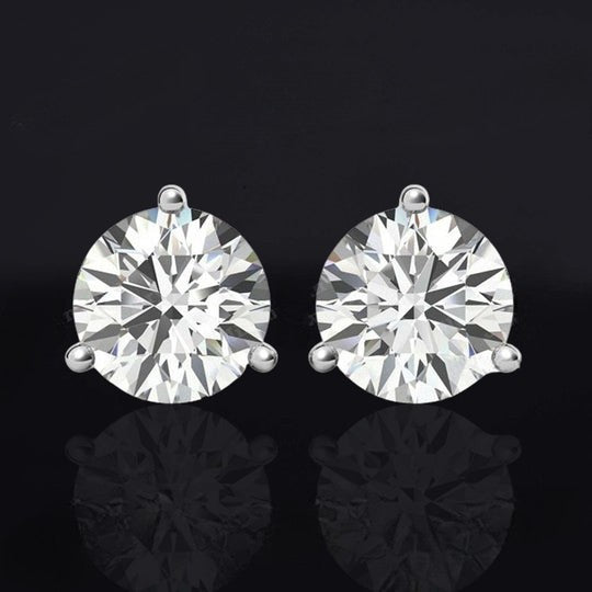 Look 3 Prong 1ct Moissanite 10K White Gold Push Back Stud Earrings
