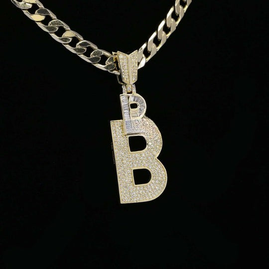 Custom Unique Designed B Moissanite Diamond Bust Down Hip Hop Pendant