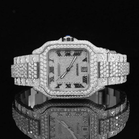Awesome Iced Out Moissanite Watch For Men Sapphire Crystal Glass