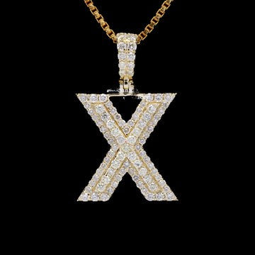 Custom X Initial Moissanite Diamond Totally Iced Out Hip Hop Pendant