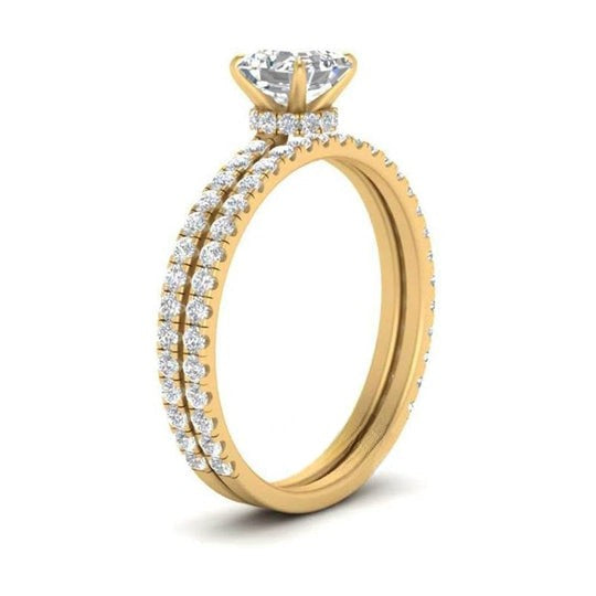 Pear Shape Moissanite Diamond Hidden Halo Pattern Eternity Ring