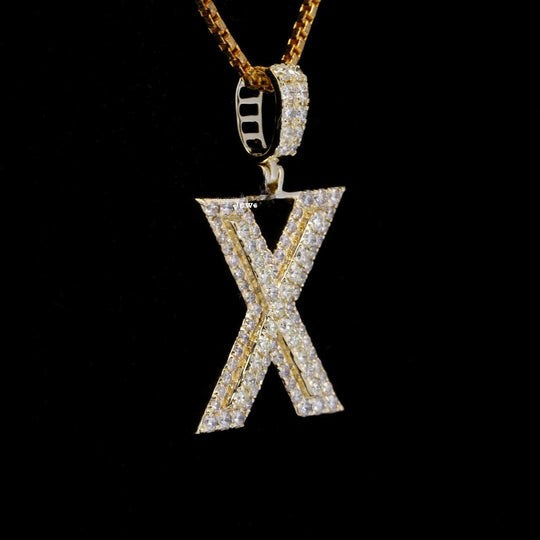 Custom X Initial Moissanite Diamond Totally Iced Out Hip Hop Pendant