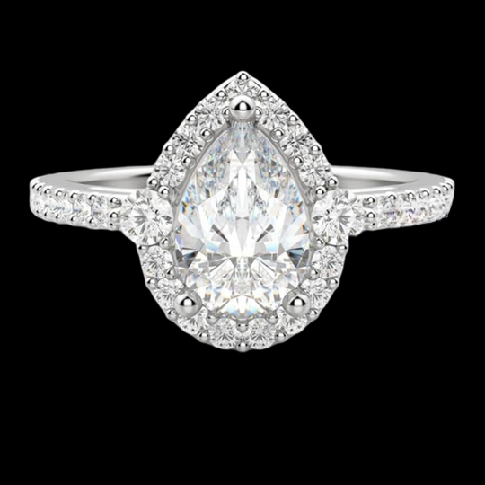2.5ct Moissanite Diamond Ring Halo Pear Cut and Round Cut For Women