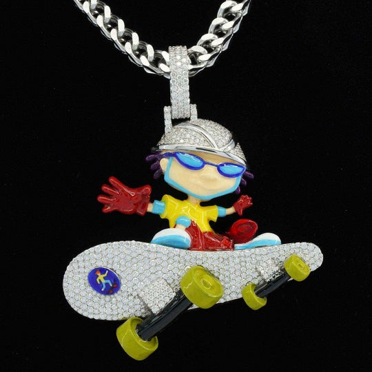 Custom Iced Out Moissanite Diamond Hip Hop Boy With Skateboard Pendant
