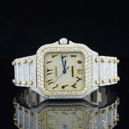 Arabic Number Iced Out Automatic Moissanite Watch For Men