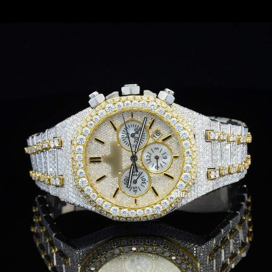 Fabulous Iced Out Bust Down Moissanite Diamond Automatic Watch