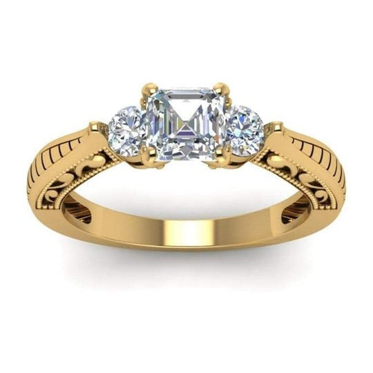 Trillion 2.50ct Tapered Asscher Shape Moissanite Diamond Engagement Ring