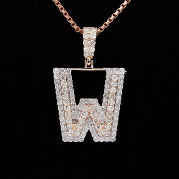 Custom W Initial Moissanite Diamond Iced Out Hip Hop Pendant