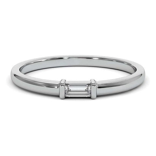 Unisex 0.20ct Moissanite Solitaire Baguette Ring