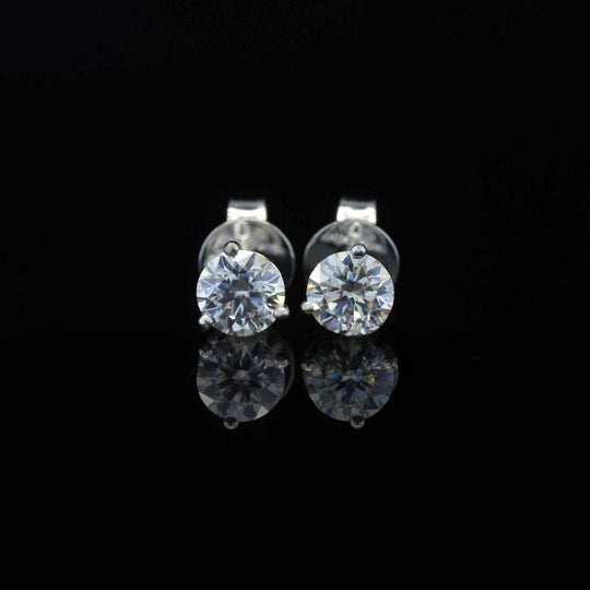 Round Cut Moissanite Stud Earrings For Women