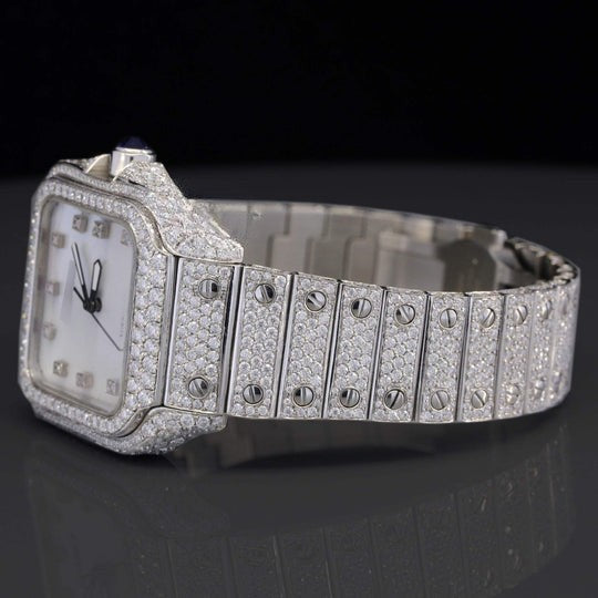 Amazing White Iced Out Moissanite Watch With Swiss Automatic Movement