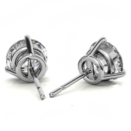Look 3 Prong 1ct Moissanite 10K White Gold Push Back Stud Earrings