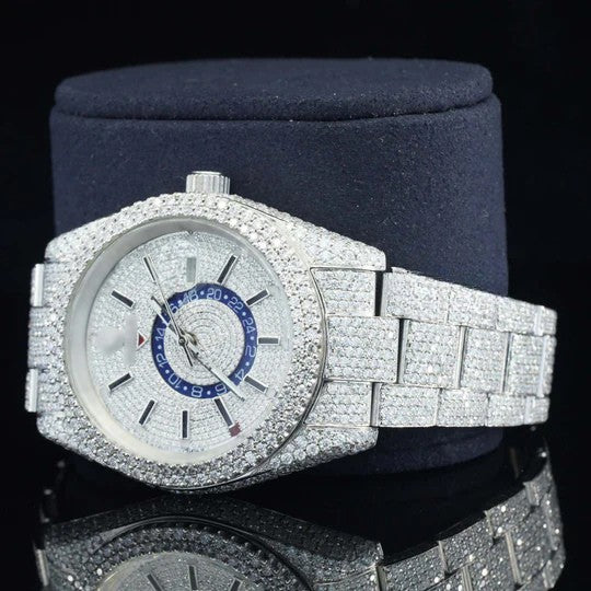 Superior White Gold Color Moissanite Diamond Iced Out Watch