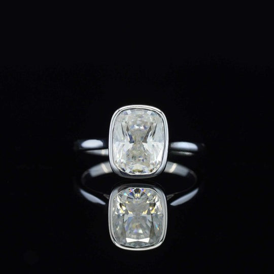 2ct Moissanite Diamond Bazel Set Cushion Cut Solitaire Ring
