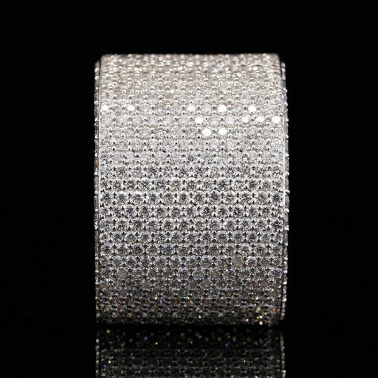 Fabulous Round Moissanite Diamond Ice Out Hip Hop Band Ring