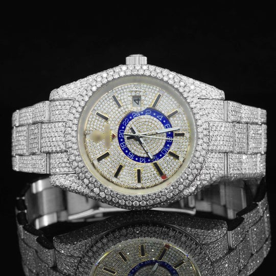 Fabulous White Dial Moissanite Diamond Watch for men