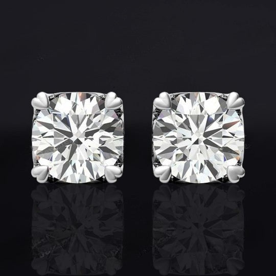 Heart Prong 1ct Moissanite 10K White Gold Push Back Stud Earrings