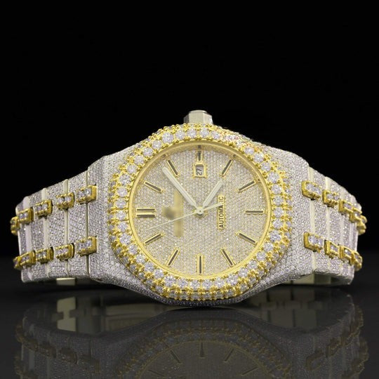 Luxurious Fully Iced Out Moissanite Dial Bust Down Automatic Watch