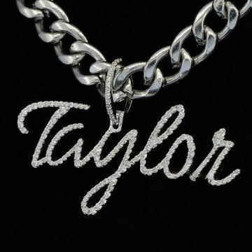 Custom Taylor Name Moissanite Diamond Hip Hop Bust Down Pendant Rapper