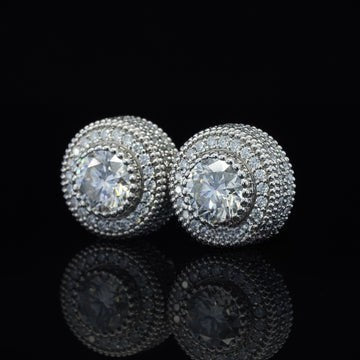 5 Carat Round Halo Moissanite Earrings