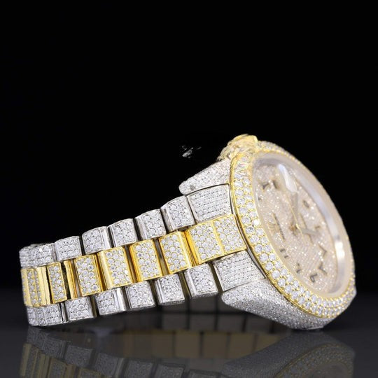 Exquisite Fully Moissanite Watch With Arabic Number Iced Out Automatic Watch