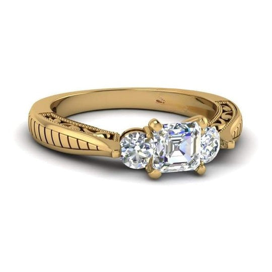 Trillion 2.50ct Tapered Asscher Shape Moissanite Diamond Engagement Ring