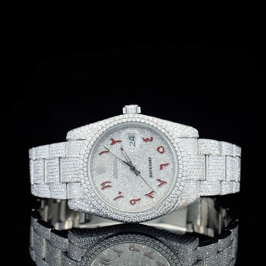 Stylish Marvelous Iced Out White Dial Moissanite Watch