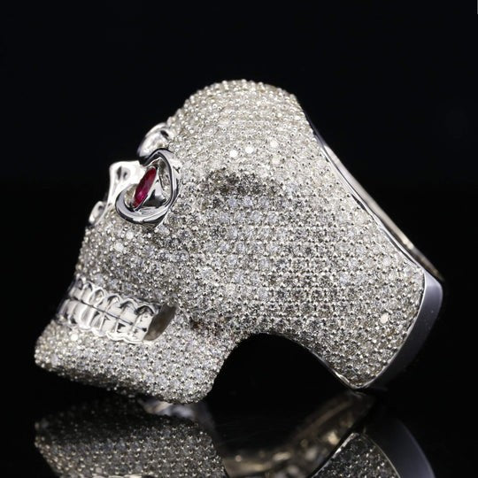 Human Skull Round Moissanite Diamond Hip Hop Ring