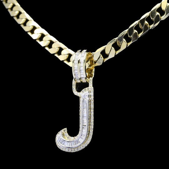 Custom J Initial Moissanite Diamond Fully Iced Out Hip Hop Pendant