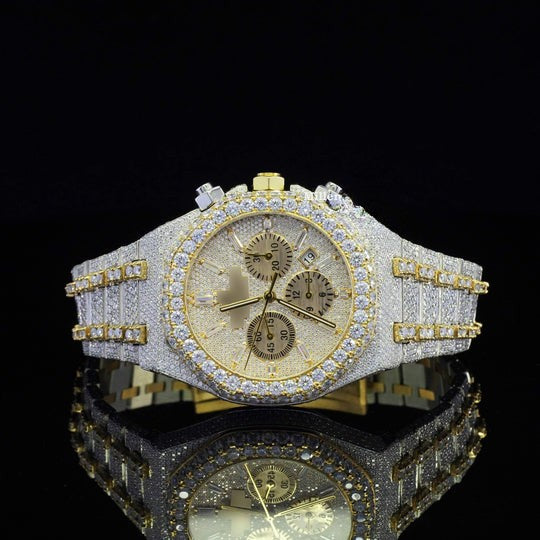 Fabulous Fully Iced Out Moissanite Diamond Watch Fully Automatic