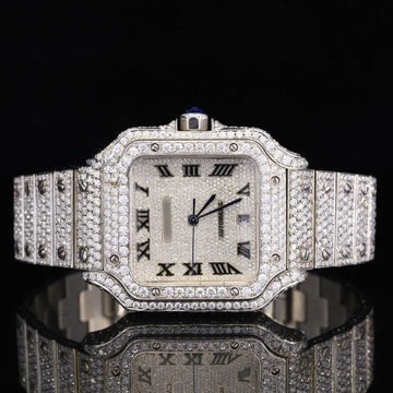 Awesome White Gold Color Moissanite watch Iced Out Watch For Men