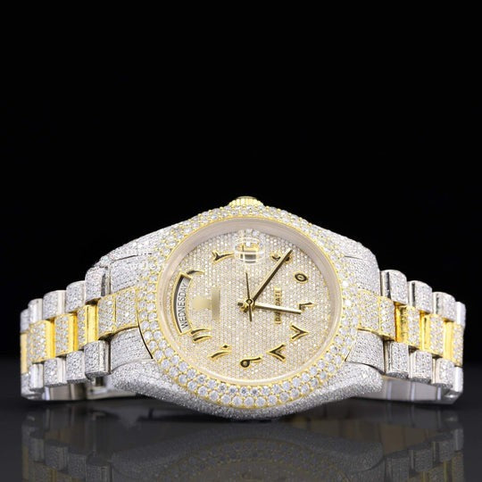 Exquisite Fully Moissanite Watch With Arabic Number Iced Out Automatic Watch