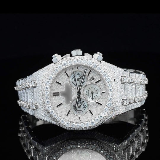 Fabulous Iced Out Bust Down Moissanite Diamond Automatic Watch