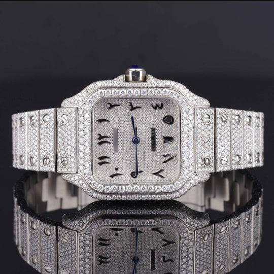 Moissanite Watch Iced Out Automatic Arabic Style Watch