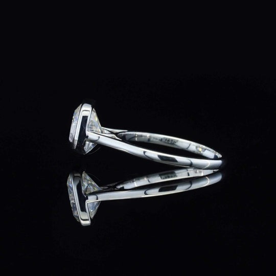 2ct Moissanite Diamond Bazel Set Cushion Cut Solitaire Ring
