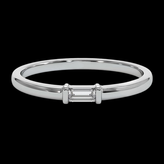 Unisex 0.20ct Moissanite Solitaire Baguette Ring