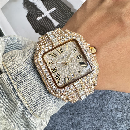 🧊💎 Iced Out Cartier-Style Watch – Bust Down Luxury Timepiece ⌚🔥
