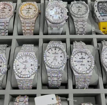 Luxury Iced-Out AP Moissinate Automatic Watch ⌚